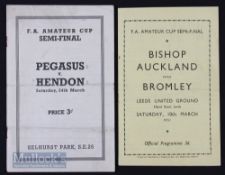1951 FA Amateur Cup semi-finals Bishop Auckland v Bromley at Leeds Utd, Pegasus v Hendon semi-