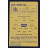 1946/47 Leeds Utd v Wolverhampton Wanderers 22 February 1947 single sheet, crease, pencil score, 1in