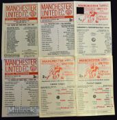 A selection of Manchester United reserve single sheet type football programmes to include 1975/76