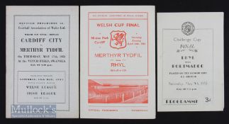 Welsh Cup final programmes 1951 Cardiff City v Merthyr Tydfil replay 17 May, 1952 Merthyr Tydfil v