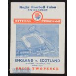 1934 England v Scotland Rugby Programme: In an England Triple Crown/Champs season, crisp clean