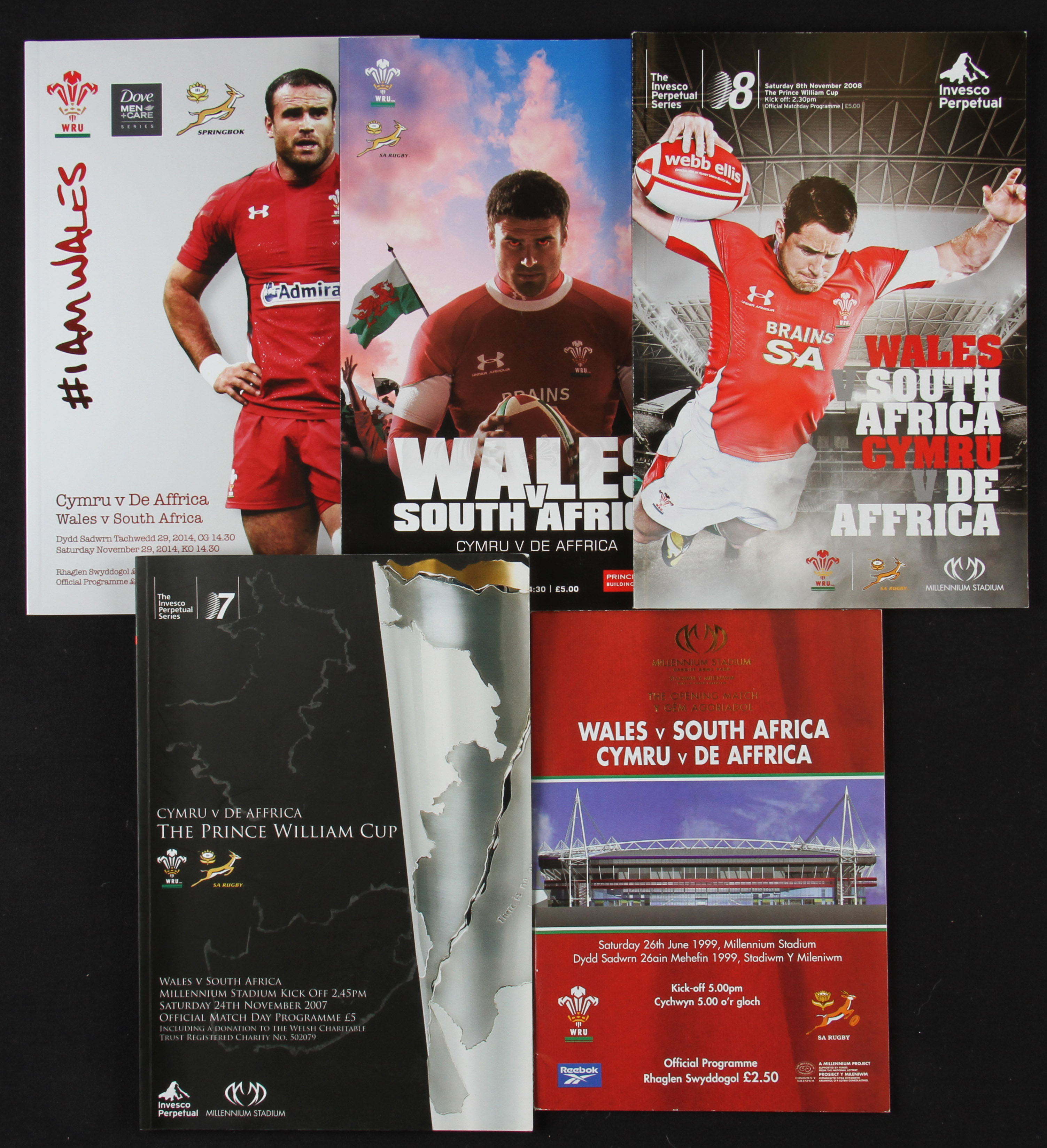 Wales v S Africa Recent Mint Rugby Programmes (5): Issues from 1999 (Millennium opening, 1st win