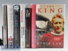 Selection of Signed Manchester United Books to include Dennis Law, Dwight Yorke, Bryan Robson, Sir
