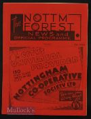 1936/37 Nottingham Forest v Norwich City Div 2 match programme 20 February 1937, staples removed,