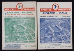 1952 England Rugby Programmes (2): Twickenham issues v Wales, Grand Slam champions-to-be (6-8) & v