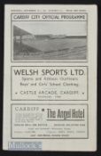 1944/45 War time league west, Cardiff City v Aberaman 23 September 1944. 4 pages, Fair-Good.