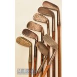 8x Interesting irons including 3x Smith’s Pat Anti shank wing toed irons to incl 2x mashies and