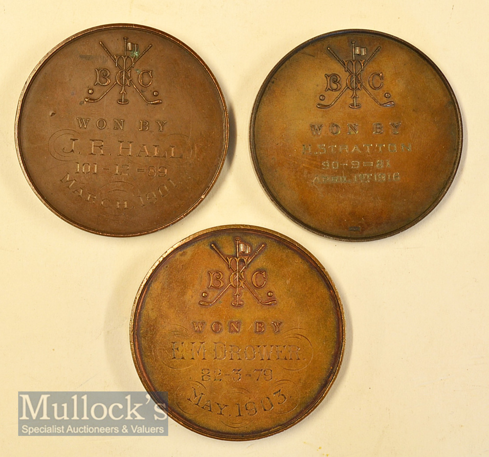 3x early 1900s Tooting Bec Golf Club Large Bronze Medals – finely embossed with period golfing - Image 2 of 2