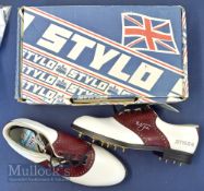 Pair of 1970/80s Stylo ‘Nick Faldo Signature’ Size 8 UK 9 US Eur 42 leather lined Golf Shoes with