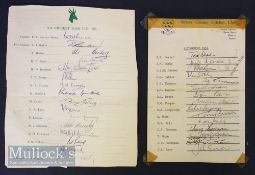 1960s Cricket Signed Team Sheets (2) South Africa UK Tour 1965 sheet with 16 signatures plus 1964