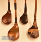 4x Assorted woods to include Grant Anderson stripe top brassie an Ernest Newbery Roehampton small