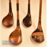 4x Assorted woods to include Grant Anderson stripe top brassie an Ernest Newbery Roehampton small