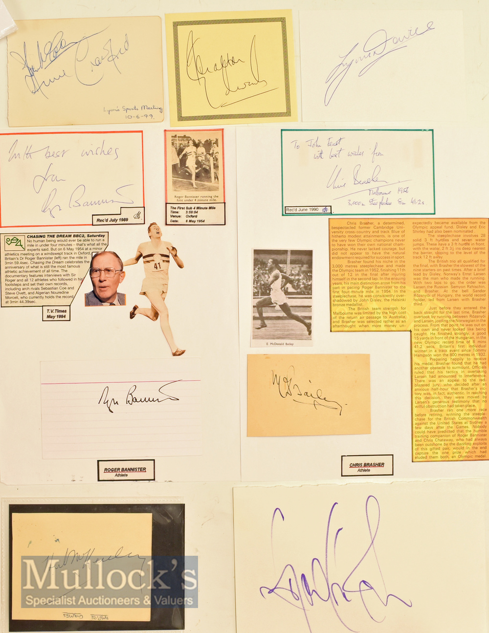 Selection of Athletic Autographs featuring Roger Bannister, Carl Lewis, Jonathan Edwards, McDonald - Image 2 of 2