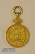 1905 Bushey Hall Golf Club yellow metal winners medal - with the clubs motto and crest c/w crossed