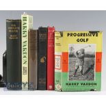 Assorted Golfing Books titled include The Complete Golfer by Harry Vardon 1917, How to Play Golf