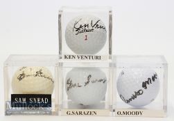 4x USA Major Winners signed golf balls from the early 1920s to 1960s – Gene Sarazen (Winner of all 4