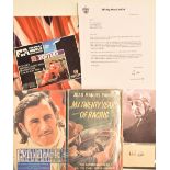 Selection of Motor Racing Autographs to include Graham Hill Book, In Twenty Years of Racing, Malcolm