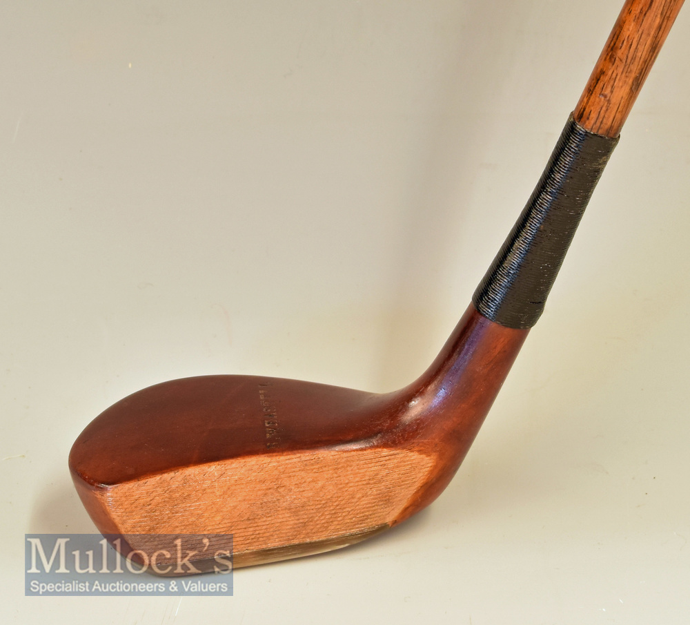 Fine B Weastall dark stained deep face persimmon mallet head putter with horn sole insert, 3x rear - Image 2 of 3