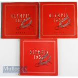 1952 Helsinki Olympics Red Sticker Albums (3) all in German incl Band 1 (empty) and 2 Band 2, both