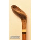 Elegant small wooden driver head shaped golf walking stick with horn sole insert the raised crown is