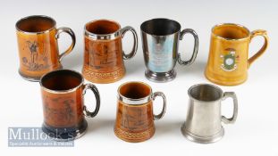 Mixed Golfing Ceramic Tankard Selection (7) incl 2 Arthur Wood, 2 Lord Nelson Pottery, Wade ‘