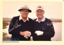 Arnold Palmer and Jack Nicklaus Signed colour Golf prints signed in ink to the front, with COAs,