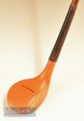 Fine R Simpson golden persimmon driver c1895 showing the clear maker’s mark to the crown, fitted