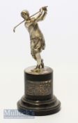 Silver Plated WMF Lady Golfer Trophy with cast golfer design to top with silver plaque to plinth