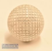 Unused white painted Silver Town guttie golf ball square mesh