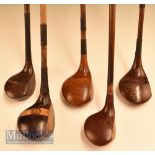 5x Various woods to include a large head rangefinder brassie, Bob James small head brassie, W