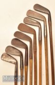 8x assorted smooth faced irons from a cleek up to mashie niblicks, Spalding Gold Medal Carruthers