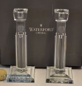 2004 Ryder Cup Fine Pair of Waterford Crystal Metropolitan Cut Glass Candlesticks both etched with