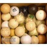 Various Loose vintage golf balls featuring some modern play hickory event balls, other examples