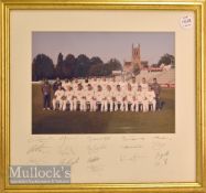 Worcestershire County Cricket Signed Framed Display with a team photograph with autographs below