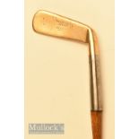 Bussey of London patent steel socket brass head putter fitted with a replaced period grip