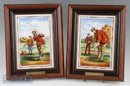 Spode Hand Painted Limited Edition Plaques (2) both framed, titled Putting numbered 46/150 and The