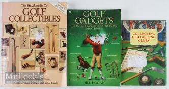 Golf Collecting Reference Books includes Collecting Old Golf Clubs by A Watt (signed) 1985, Golf