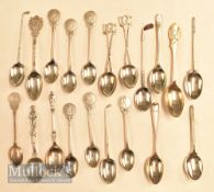 20x Assorted Hallmarked Silver Golf Spoons with assorted designs and hallmarks, one stamped