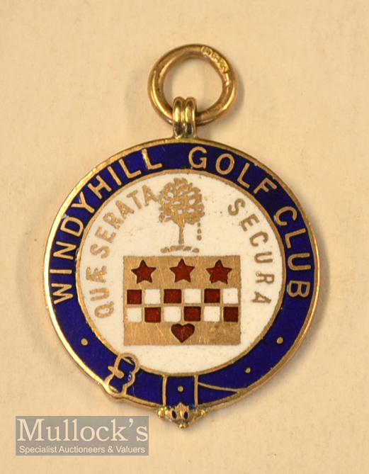 1930 Windyhill Golf Club 9ct Gold and Enamel Monthly Winners Medal - engraved on the reverse Monthly