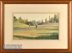 Robert Harnett colour golf print - mounted framed and glazed overall 16.25” x 22”