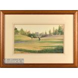 Robert Harnett colour golf print - mounted framed and glazed overall 16.25” x 22”