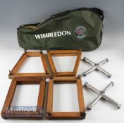 Tennis Racket Head Presses and Wimbledon Bag (7) 4x unnamed wooden presses with 2x aluminium