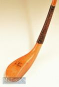 R Forgan of St Andrews c1865 long nose light stained Beechwood short spoon showing the large