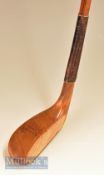 R Forgan of St Andrews narrow elongated light stained persimmon putter c1895 with large back lead