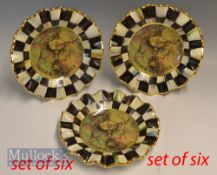 2012 Medinah Ryder Cup Mackenzie-Childs US Set of 6x Fluted Decorative Luncheon Plates – hand