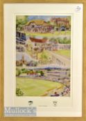 Worcestershire County Cricket Club 150 Years Colour Print signed by the artist D Birtwhistle,