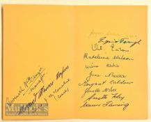 1963 Inaugural Women’s Netball World Championship Tournament signed card by the winners