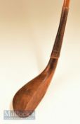 Early Andrew Forgan of St Andrews fruitwood baffing spoon c1870 with a very curved lofted face,
