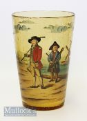 Early 20th c Golfing Soda Glass Painted Vase c1920 – hand painted in enamel of the famous golfing