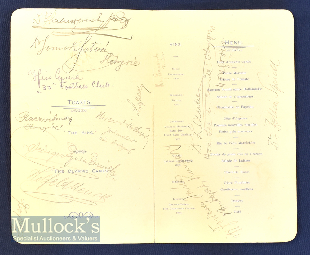 Rare 1908 London Olympics Signed Banquet Menu held for Olympic Competitors and Officials - multi - Image 2 of 3
